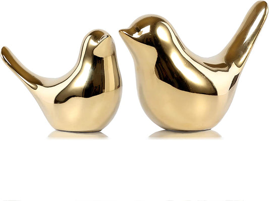 Elegant Gold Small Bird Statues - Modern Decorative Ornaments for Home, Office & Living Spaces