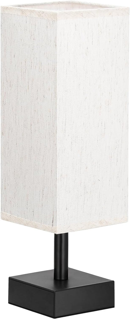 Minimalist Small Table Lamp - Stylish Bedside Light for Bedroom, Kids Room, and Office with Square Fabric Shade