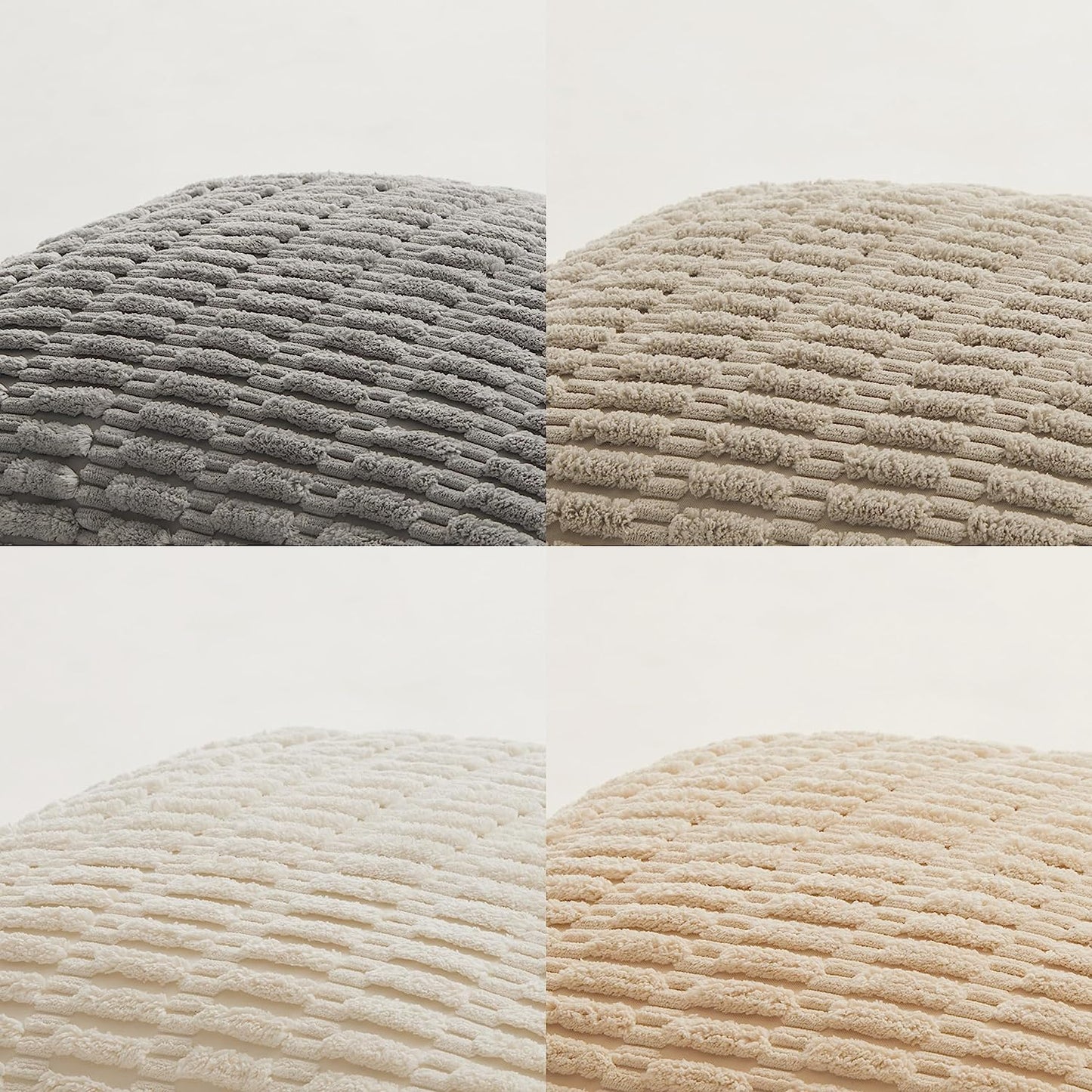 Chic 4-Pack Neutral Decorative Throw Pillow Covers - 18x18 Inch Soft Plush Striped Corduroy Cushion Cases for Rustic Farmhouse Boho Home Decor