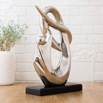 Elegant Silver Ceramic Sculpture - Unique Office Decor & Perfect Gift Idea