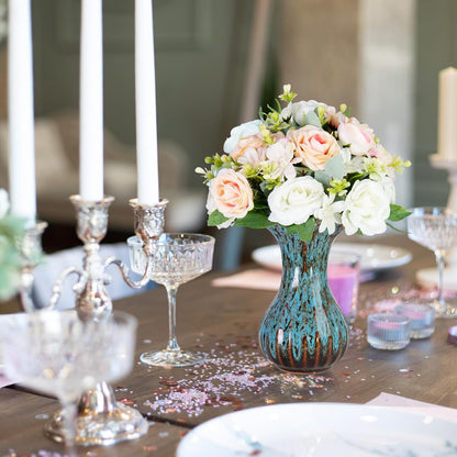 Elegant Blue Ceramic Vase - Modern Small Flower Centerpiece for Home, Office & Special Occasions