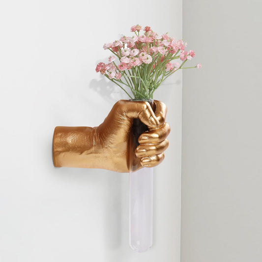 Stunning Gold Wall Sculptures with Hand Vases - Unique Modern Art for Your Home Decor